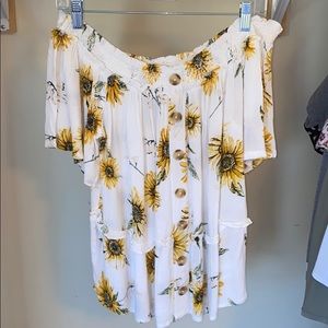Sunflower off the shoulder shirt
